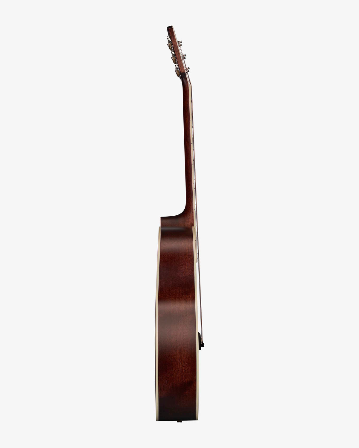 Mahogany left side of grand concert acoustic electric guitar with mahogany neck and silver hardware