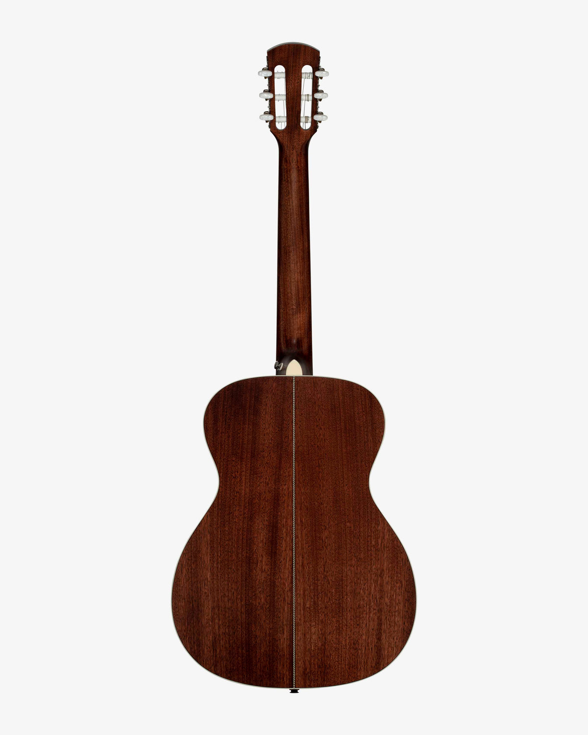 Mahogany back of grand concert guitar with classical tuners