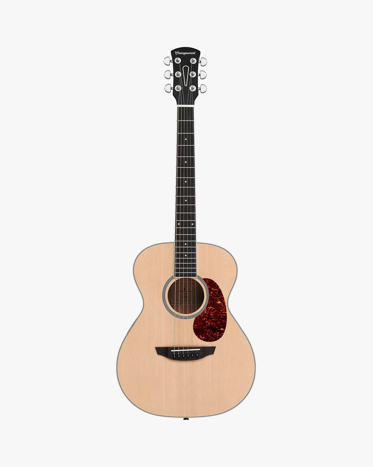 Spruce baby concert acoustic guitar with silver hardware and tortoise pick guard