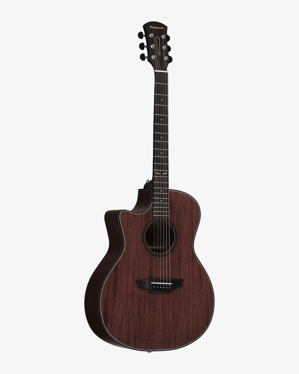 Orangewood Morgan Mahogany Live Left-Handed left-handed acoustic guitar, front view