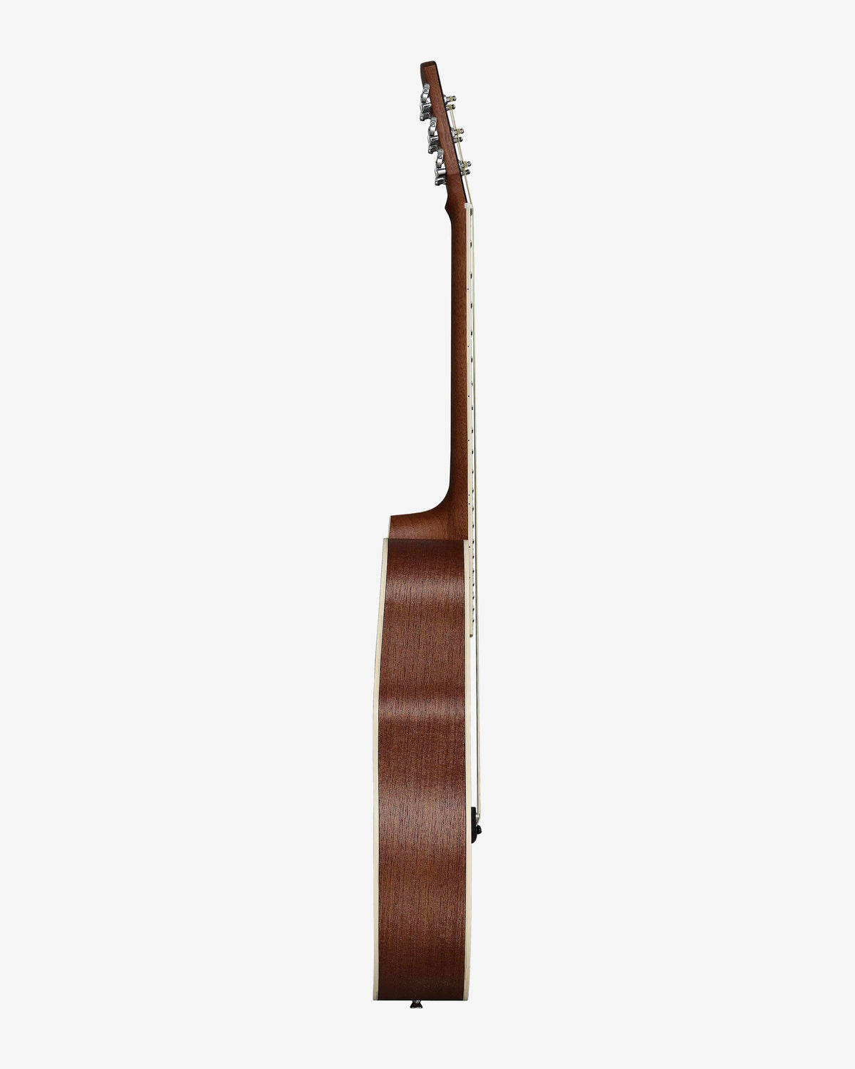 Side view of acoustic guitar with mahogany sides