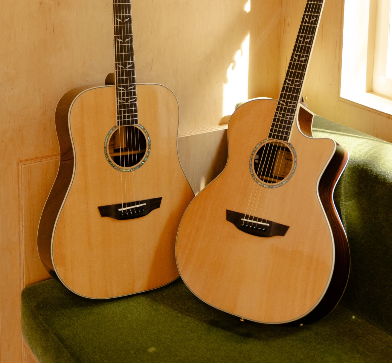 two spruce guitars