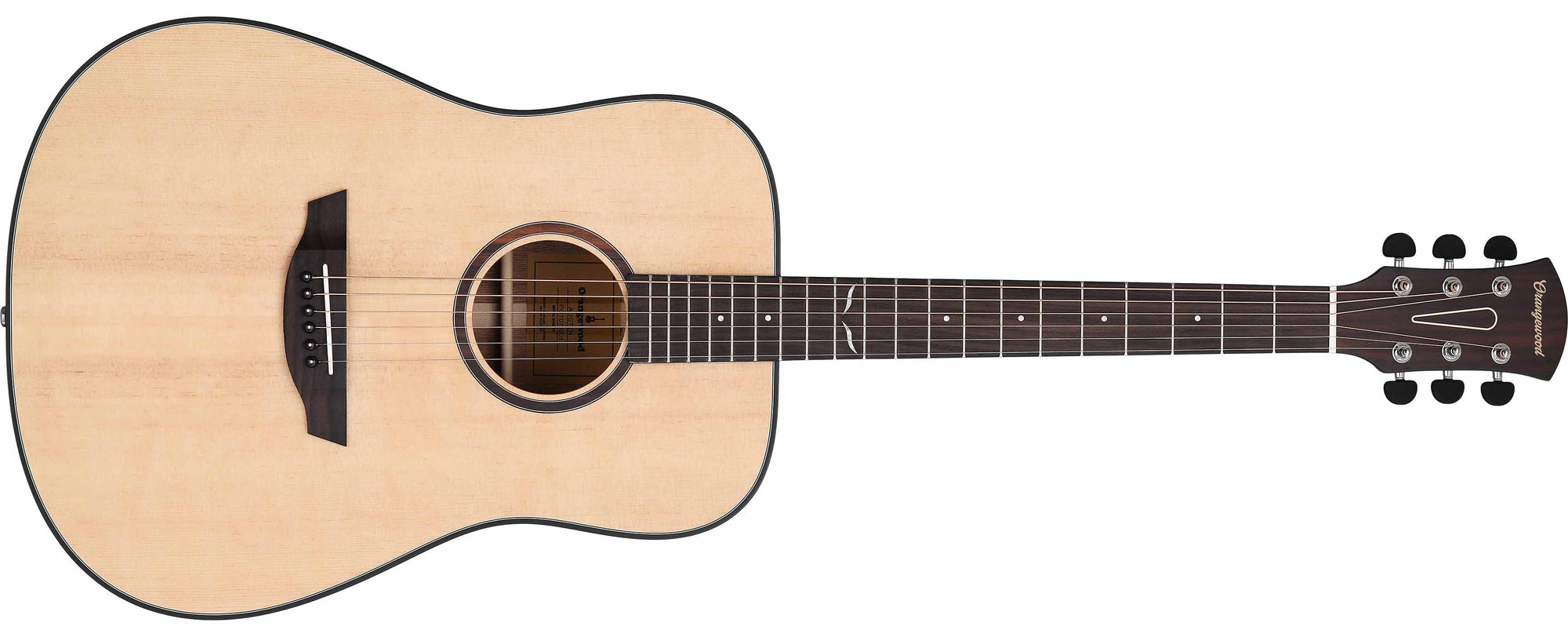 Spruce dreadnought acoustic guitar with rosewood rosette, rosewood fretboard, and silver hardware